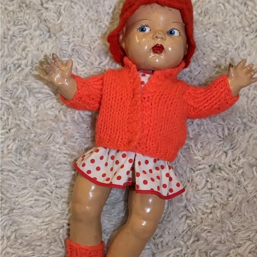 Vintage 1930s Unmarked Composition Doll 16”